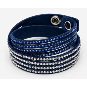 Touchstone Crystal Swarovski Wrap-Star Bracelet Cobalt Blue Leather NWOT